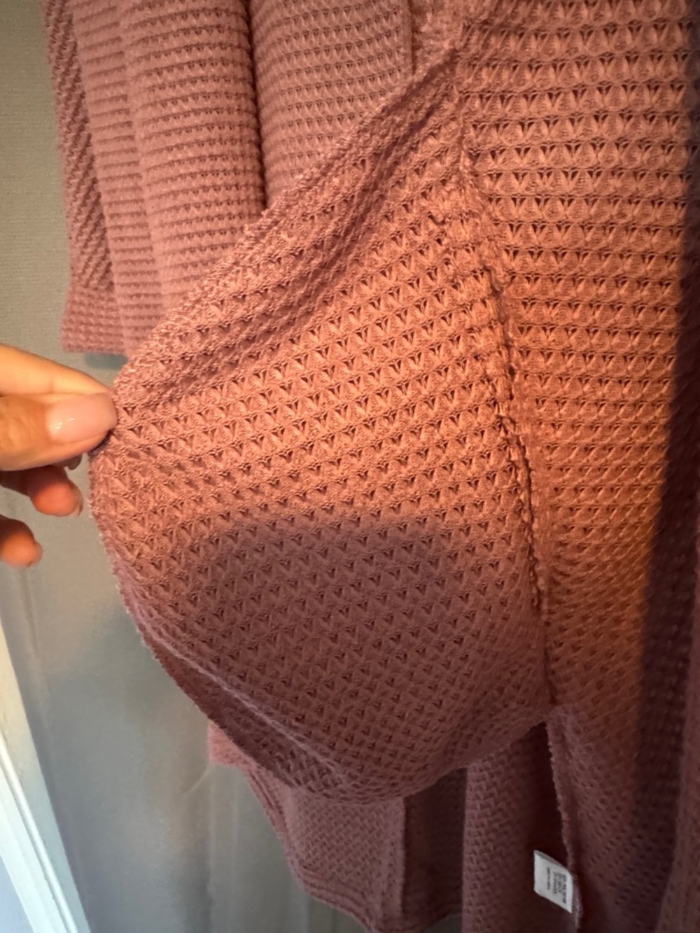 Merokeety Waffle-Knit Open Cardigan - Mauve Pink - Picture 3 of 4
